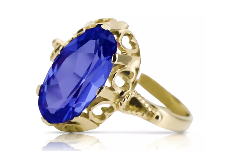 Винтаж Кольцо Сапфир 14-кв Желтое золото vrc134y